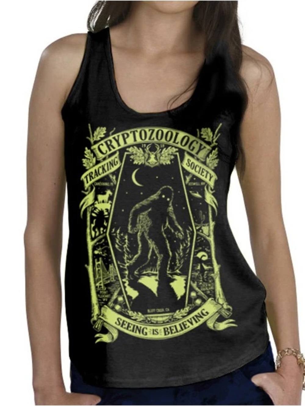 Maiden voyage Co. | Glow in the Dark Bigfoot Graphic Tank Top | Size Large
